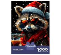 Jigsaw 1000 Pieces for Teenagers Funny Raccoon Christmas Jigsaws for Adults Brain Teaser Game Pattern Assembly Birthday And Unique Gifts 70x50cm/1000pcs