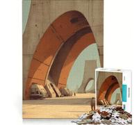 Jigsaw 1000 Pieces for Teenagers Futuristic Desert Landscape with Arches, Educational Game, Interesting Stress Reduction, Artists Collection, Fine Art 38x26cm