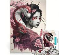 Jigsaw 1000 Pieces for Teenagers Geisha Dragon, Practical Game, Staycation Kill Time, Unique Gifts for Birthday And Christmas 50x75cm