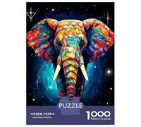 Jigsaw 1000 Pieces for Teenagers Geometric Elephant Puzzles for Adults Fun Games Stress Reliever Unique Gifts for Birthday And Christmas 52x38cm/1000pcs