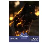 Jigsaw 1000 Pieces for Teenagers Glowing Wolf in Dark Forest Teenager Puzzles Hands-on Game Perfect Decoration for Is Ideal As A Gift 38x26cm/1000pcs