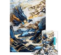 Jigsaw 1000 Pieces for Teenagers Gold Blue Mountain Landscape Jigsaw for Adults Hands-on Game Home Decoration Parent-child Interaction (Size 50x75cm)