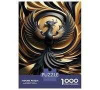 Jigsaw 1000 Pieces for Teenagers Golden Abstract Phoenix Teenager Puzzles Hands-on Game Perfect Decoration for Is Ideal As A Gift 52x38cm/1000pcs