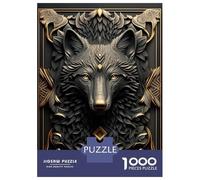 Jigsaw 1000 Pieces for Teenagers Golden Black Wild Wolf Art Jigsaws for Adults Brain Teaser Game Pattern Assembly Birthday And Unique Gifts 52x38cm/1000pcs