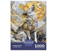 Jigsaw 1000 Pieces for Teenagers Golden Moonlight Wolf Adult Jigsaw Puzzle DIY Toys Difficult Hard Unique Gifts for Birthday And Christmas 70x50cm/1000pcs