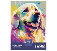 Jigsaw 1000 Pieces for Teenagers Golden Retriever Drawn Puzzles for Adults Hands-on Game Enhance Memory Birthday And Unique Gifts 70x50cm/1000pcs