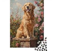 Jigsaw 1000 Pieces for Teenagers Golden Retriever Garden Statue-1 Puzzle for Adults Relaxing Games But Fun And Humorous Unique Gifts for Birthday And Christmas 70x50cm/1000pcs