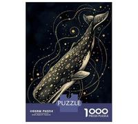 Jigsaw 1000 Pieces for Teenagers Golden Spotted Whale on Dark Background Jigsaws for Adults Anti-Stress Toys Enhance Memory for Is Ideal As A Gift 38x26cm/1000pcs