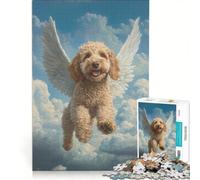 Jigsaw 1000 Pieces for Teenagers Goldendoodle Dog Flying in The Sky, Relaxing Games, Difficult Challenge, Artists' Collection, Fine Arts (50x75cm)