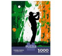 Jigsaw 1000 Pieces for Teenagers Golf Silhouette with Irish Flag Jigsaws for Adults Relax Games Birthday Present Unique Gifts for Birthday And Christmas 38x26cm/1000pcs