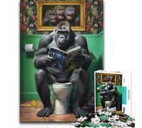 Jigsaw 1000 Pieces for Teenagers Gorilla on The Toilet Learning Educational Relaxing Games for Age 14+ Game (size 38x26cm)