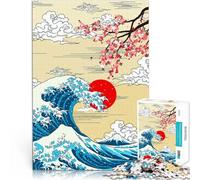 jigsaw 1000 pieces for teenagers Great Wave & Cherry Blossoms DIY-Spielzeug Wunschliste mit dem Weihnachtsmann38x26cm