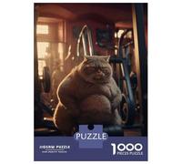 Jigsaw 1000 Pieces for Teenagers Grumpy Fat Cat Fitness Puzzle for Adults Relaxing Games Presents for Women for Is Ideal As A Gift 52x38cm/1000pcs