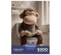 Jigsaw 1000 Pieces for Teenagers Grumpy Monkey Reading on The Toilet Teenager Puzzles Hands-on Game Perfect Decoration for Is Ideal As A Gift 70x50cm/1000pcs