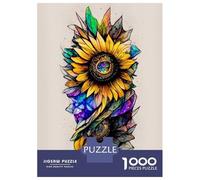 Jigsaw 1000 Pieces for Teenagers Hand Drawn Sunflower Art Puzzle for Adults Relaxing Games Presents for Women for Is Ideal As A Gift 38x26cm/1000pcs