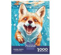 Jigsaw 1000 Pieces for Teenagers Happy Fox Swimming Underwater Illustration Jigsaw for Adults Hands-on Game Difficult Challenge Difficult And Challenge 52x38cm/1000pcs