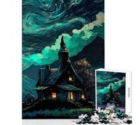 Jigsaw 1000 Pieces for Teenagers Haunted Wizard House Toy Wall Decor Birthday Gifts Brain Teaser Game Decompressing Intellectual Size 38x52cm