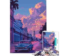 Jigsaw 1000 Pieces for Teenagers Havana Sunset Street for Educational Game Challenge Toy Relax Games Analysis And Logic Great Gifts And Toys (Size 38x52cm)