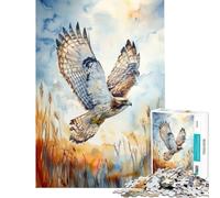 Jigsaw 1000 Pieces for Teenagers Hawk in Flight Watercolor Difficult And Challenge Pattern Assembly Impossible Game Suitable for People Aged 14 And Above (50x75cm)