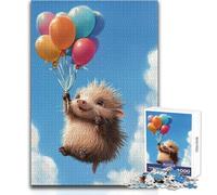Jigsaw 1000 Pieces for Teenagers Hedgehog Balloon Flight Unique Challenge Game Precision Cutting Educational Toy Size 38x26cm