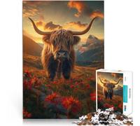 jigsaw 1000 pieces for teenagers Highland Cow Sunset Spielzeug Lernspiele Stressabbau Tolle Geschenke und Spielzeuge38x26cm