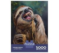 Jigsaw 1000 Pieces for Teenagers Hilarious Sloth Eating Teenager Puzzles Hands-on Game Perfect Decoration for Is Ideal As A Gift 38x26cm/1000pcs