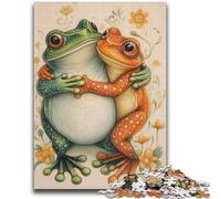 Jigsaw 1000 Pieces for Teenagers Hugging Frogs Birthday Present Practical Game Great Gift for Games 50x75cm