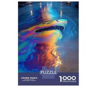 Jigsaw 1000 Pieces for Teenagers Iridescent Shark in Oil Slick Jigsaws for Adults Brain Teaser Game Pattern Assembly Birthday And Unique Gifts 52x38cm/1000pcs