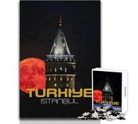 Jigsaw 1000 Pieces for Teenagers Istanbul Tower ﹨u Moon Unique Challenge Game Precision Cutting Educational Toy Size 38x26cm