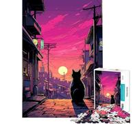 Jigsaw 1000 Pieces for Teenagers Japan Cat City Pop Fun at Home Activities, Enhance Memory Practical Game Suitable for Ages 14 And Up (50x75cm)