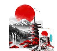 Jigsaw 1000 Pieces for Teenagers Japanese Landscape with Pagoda And Mountain Challenging To Complete Perfect Decoration Anti-Stress Toys for And from 14 Years And over (50X75CM)