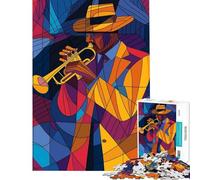 Jigsaw 1000 Pieces for Teenagers Jazz Notes Line of Trumpet Difficult And Challenge Pattern Assembly Impossible Game Suitable for People Aged 14 And Above (50x75cm)