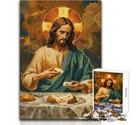 Jigsaw 1000 Pieces for Teenagers Jesus Breaking Bread Tough Challenge Educational Game Gifts for Women Men (size 38x52cm)