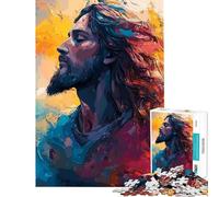 Jigsaw 1000 Pieces for Teenagers Jesus Christ Portrait Painting Educational Game Learning Educational Toys Art Work Gifts Precision Cutting (Size 38x26cm)