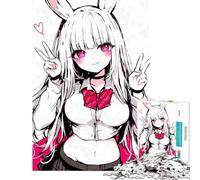 Jigsaw 1000 Pieces for Teenagers Kawaii Bunny Girl Peace Help The Brain Exercise Wall Art Home Decoration Toys Suitable for People Aged 14 And Above (38x26cm)