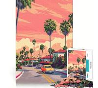 Jigsaw 1000 Pieces for Teenagers LA Evening Abstract Art Fine Cut Art Logic Fun Toy Cozy Time Play Christmas Wall Decor (50x75cm)