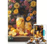 Jigsaw 1000 Pieces for Teenagers Lemonade Jars with Flowers Educational Game Fun at Home Activities Enhance Love between Couples 38x26cm