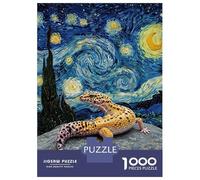 Jigsaw 1000 Pieces for Teenagers Leopard Gecko on Rock, Starry Night Puzzles for Adults Hands-on Game Enhance Memory Birthday And Unique Gifts 38x26cm/1000pcs