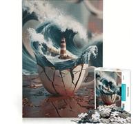 Jigsaw 1000 Pieces for Teenagers Lighthouse in A Broken Cup Educational Game Fun at Home Activities Enhance Love between Couples 38x52cm
