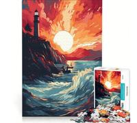 Jigsaw 1000 Pieces for Teenagers Lighthouse in The Storm Educational Game Fun at Home Activities Enhance Love between Couples 38x52cm