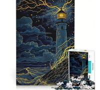 Jigsaw 1000 Pieces for Teenagers Lighthouse In The Storm Educational Game Fun at Home Activities Enhance Love between Couples 50x75cm