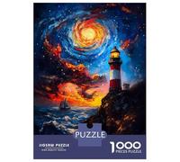 Jigsaw 1000 Pieces for Teenagers Lighthouse Under Starry Sky Adult Jigsaw Puzzle DIY Toys Difficult Hard Unique Gifts for Birthday And Christmas 52x38cm/1000pcs