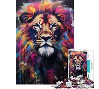 Jigsaw 1000 Pieces for Teenagers Lion Graffiti Mural Help The Brain Exercise Wall Art Home Decoration Toys Suitable for People Aged 14 And Above (38x52cm)