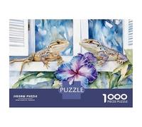 Jigsaw 1000 Pieces for Teenagers Lizards on A Window Sill Puzzle for Adults Toy Wall Decor Presents for Women Birthday And Unique Gifts 38x26cm/1000pcs