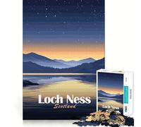Jigsaw 1000 Pieces for Teenagers Loch Ness, Scotland at Night Exact Edge Art Smart Mind Activity Cozy Time Game Birthday Art Gift (38x52cm)
