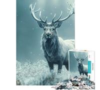 Jigsaw 1000 Pieces for Teenagers Majestic Deer in Winter Snowfall Help The Brain Exercise Wall Art Home Decoration Toys Suitable for People Aged 14 And Above (50x75cm)