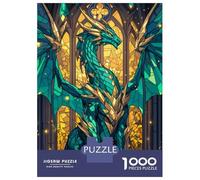 Jigsaw 1000 Pieces for Teenagers Majestic Stained Dragon Adult Jigsaw Puzzle DIY Toys Difficult Hard Unique Gifts for Birthday And Christmas 52x38cm/1000pcs