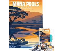 Jigsaw 1000 Pieces for Teenagers Mana Pools National Park for Educational Game Challenge Toy Brain Teaser Game Tough Challenge Secret Santa Gifts (Size 38x52cm)