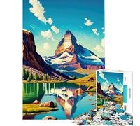 Jigsaw 1000 Pieces for Teenagers Matterhorn Morning Bliss Difficult And Challenge Pattern Assembly Impossible Game Suitable for People Aged 14 And Above (38x26cm)