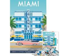 Jigsaw 1000 Pieces for Teenagers Miami Florida Travel Print Educational Game Learning Educational Toys Art Work Gifts Precision Cutting (Size 50x75cm)